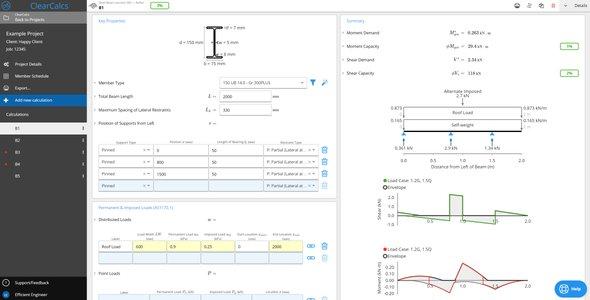 An example of the AS4600 Steel Beam Calculator